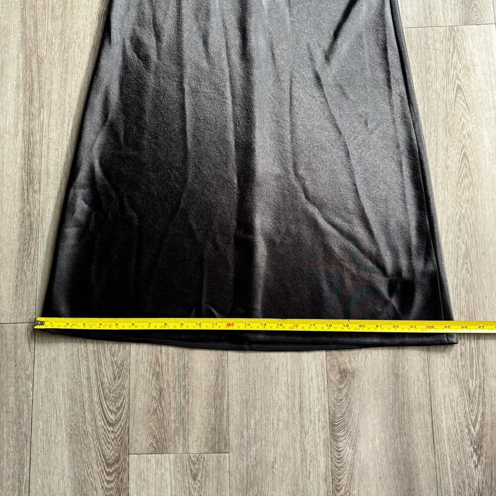 VINCE Black Satin V-Neck Midi Slip Dress Sz M Quiet Luxury Minimalist MSRP $295 - Picture 13 of 16